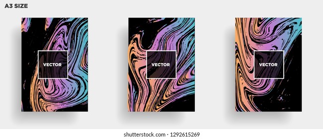 Mixture of acrylic paints. Liquid marble texture. Fluid art. Applicable for design cover, presentation, invitation, flyer, annual report, poster, desing packaging. Modern artwork - Vector