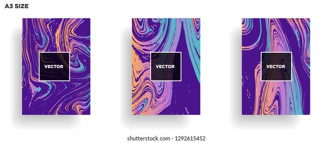 Mixture of acrylic paints. Liquid marble texture. Fluid art. Applicable for design cover, presentation, invitation, flyer, annual report, poster, desing packaging. Modern artwork - Vector