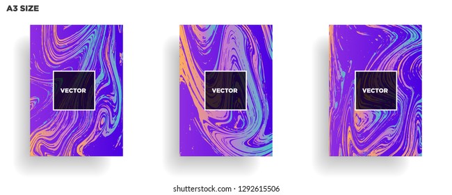 Mixture of acrylic paints. Liquid marble texture. Fluid art. Applicable for design cover, presentation, invitation, flyer, annual report, poster, desing packaging. Modern artwork - Vector