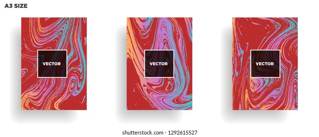 Mixture of acrylic paints. Liquid marble texture. Fluid art. Applicable for design cover, presentation, invitation, flyer, annual report, poster, desing packaging. Modern artwork - Vector