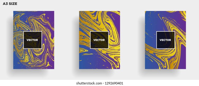 Mixture of acrylic paints. Liquid marble texture. Fluid art. Applicable for design cover, presentation, invitation, flyer, annual report, poster, desing packaging. Modern artwork - Vector