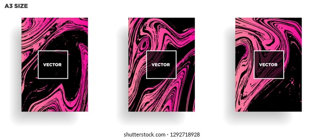 Mixture of acrylic paints. Liquid marble texture. Fluid art. Applicable for design cover, presentation, invitation, flyer, annual report, poster, desing packaging. Modern artwork - Vector