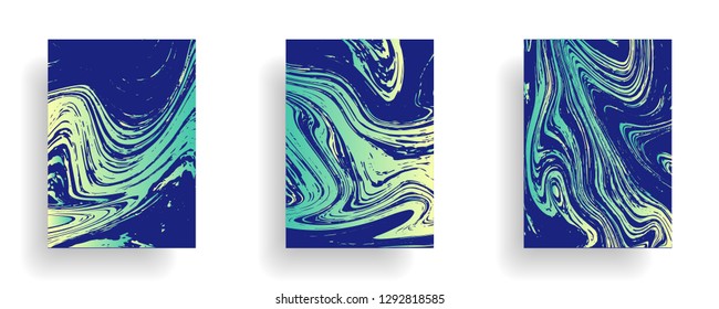Mixture of acrylic paints. Liquid marble texture. Fluid art. Applicable for design cover, presentation, invitation, flyer, annual report, poster, desing packaging. Modern artwork - Vector