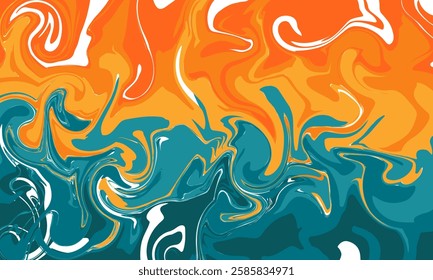 Mixture of acrylic paints. Liquid marble texture. Fluid art. Applicable for design cover, presentation, invitation, flyer, annual report, poster and business.