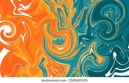 Mixture of acrylic paints. Liquid marble texture. Fluid art. Applicable for design cover, presentation, invitation, flyer, annual report, poster and business. TRENDY