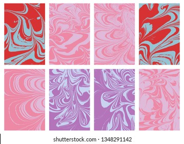 Mixture of liquid marble acrylic paints. Applicable for design cover, presentation, invitation, flyer, and  business card. Fluid art texture. Vector.