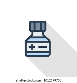 Mixture. Medical thin line flat color icon. Linear vector illustration. Pictogram isolated on white background. Colorful long shadow design.