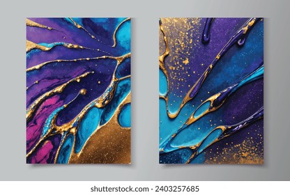 Mixture of paints, Liquid marble texture, Fluid art. Modern watercolor background, Great for design cover, background, packaging, or any desired idea.