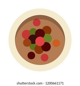Mixture of peppers in a bowl vector flat material design isolated on white