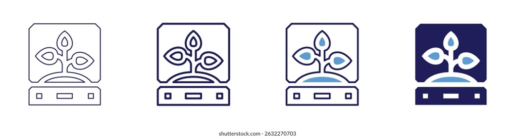 Icono de proporción de mezcla en 4 estilos diferentes. Línea delgada, línea, línea en negrita, duotono. Estilo duotono. Trazo editable.