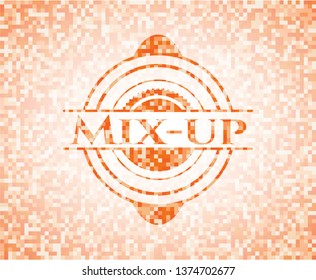 Mix-up orange mosaic emblem with background