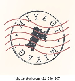 Miyagi, Adachi City, Japan Stamp Map Postal. Silhouette. Passport Round Design. Vector Icon. Design Retro Travel National Symbol.