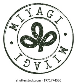 Miyagi, Japan Stamp Postal. Silhouette Seal. Flag Passport Round Design. Vector Icon. Design Retro Travel. National Symbol.