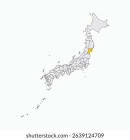 Miyagi Prefecture highlighted on Japan map