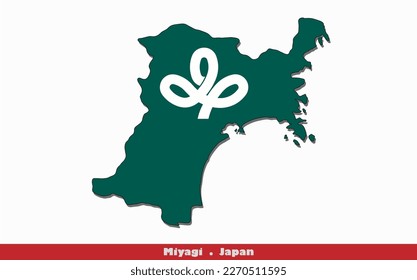 Miyagi Prefecture in Japan Flag Map