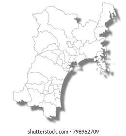 Miyagi Prefecture Map white icon