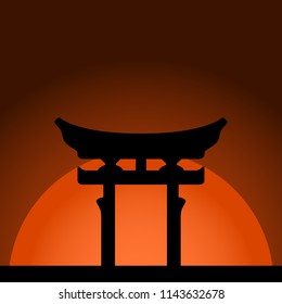 Miyajima Torii Gate Sunset Background Stock Vector (Royalty Free ...