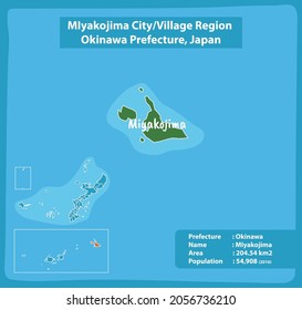 Miyakojima City Village Region Okinawa Prefecture Map, Japan