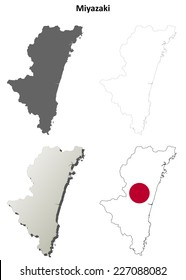 Miyazaki blank outline map set