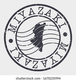 Miyazaki, Japan Stamp Postal. A Map Silhouette Seal. Passport Round Design. Vector Icon Design Retro Travel.
