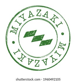 Miyazaki, Japan Stamp Postal. Silhouette Seal. Flag Passport Round Design. Vector Icon. Design Retro Travel. National Symbol.