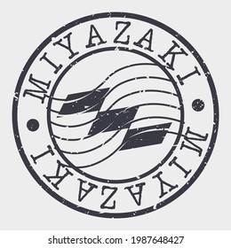 Miyazaki, Japan Stamp Postal. Silhouette Seal. Flag Passport Round Design. Vector Icon. Design Retro Travel. National Symbol.
