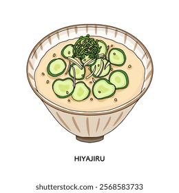 Miyazaki Prefecture_Line drawing illustration of cold soup