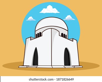 Mizar e Quid Mausoleo de Muhammad Ali Jinnah Karachi Sindh Pakistan diseño de ilustración vectorial 