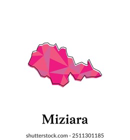 Miziara Map of Lebanon Country, with polygon style geometric colorful design template names city or province