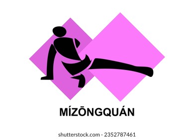 Mizongquan (Lost Track Fist) sport vector line icon. sportsman, fighting stance. sport pictogram illustration.