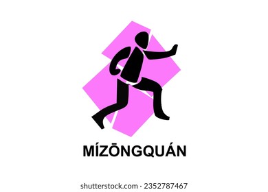 Mizongquan (Lost Track Fist) sport vector line icon. sportsman, fighting stance. sport pictogram illustration.