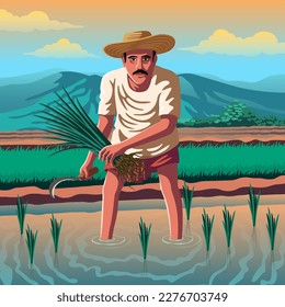 Mizoram Farmer - Una vibrante ilustración vectorial que ilustra la resiliencia y el duro trabajo de la agricultura india