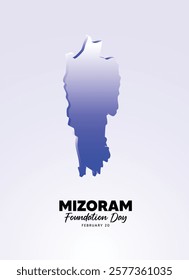 Mizoram foundation day February 20 3D Map vector poster