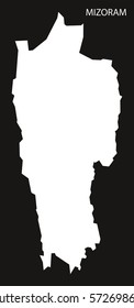 Mizoram India Map black inverted silhouette