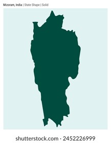 Mizoram, India. Mapa de Vector simple. Forma Estado. Estilo sólido. Frontera de Mizoram. Ilustración vectorial.