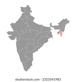 Mapa estatal de Mizoram, división administrativa de la India. Ilustración vectorial.