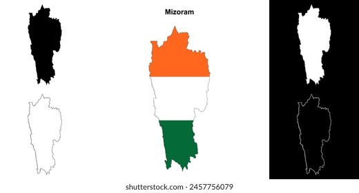 Conjunto de mapas esquemáticos del estado de Mizoram