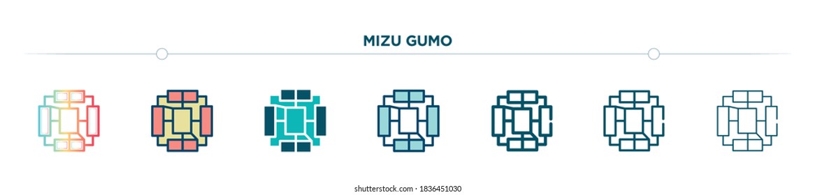 icono de mizu gumo diseñado en gradiente, relleno, de dos colores, línea delgada y estilo de contorno. ilustración vectorial de los iconos vectoriales de mizu gumo. se puede usar para móviles, ui, web
