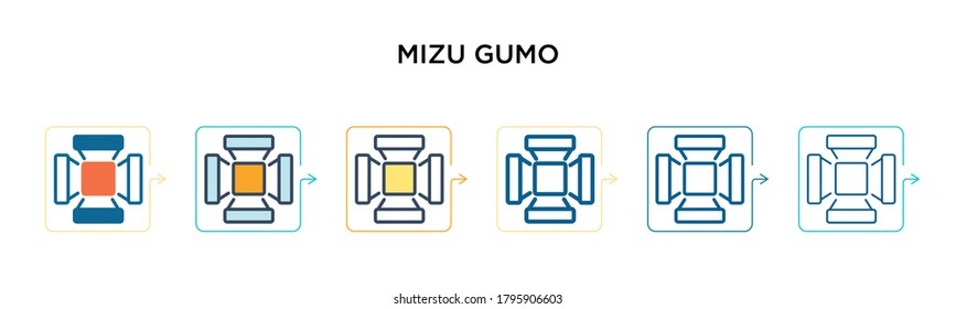 Mizu gumo vector icon in 6 different modern styles. Black, two colored mizu gumo icons designed in filled, outline, line and stroke style. Vector illustration can be used for web, mobile, ui