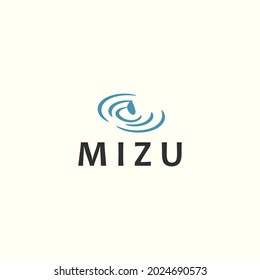 Diseño vectorial del logo de Mizu. plantilla de negocio del logotipo de agua de gota azul en fondo blanco 
