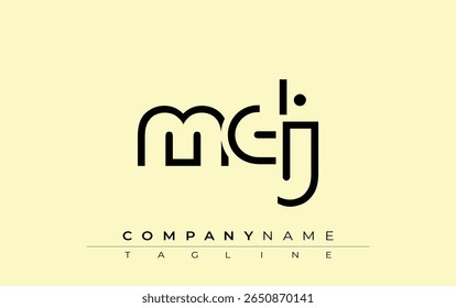 Diseño de carta abstracta MJ. Diseño moderno del logotipo del negocio con tipografía Abstractas y estilo contemporáneo