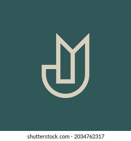MJ alphabet logo that combines 2 letters into one logo or symbol that is unique and original. consists of letters M and J. editable and easy to custom