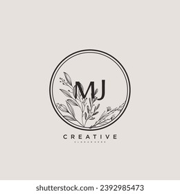 MJ Beauty vector initial logo art, handwriting logo of initial signature, wedding, fashion, jewerly, boutique, floral and botanical with creative template for any company or business.