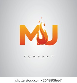 MJ Creative Fire Letter Diseño de Logo