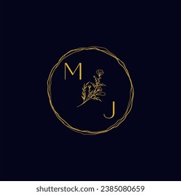 MJ elegant wedding initial logo in high quality professional design that will print well across any print media