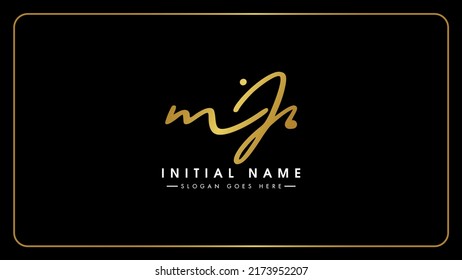 MJ handwritten golden logo for identity, Creative gold handwriting initial signature concept design, m and j initials typography monogram icon for any business or company.