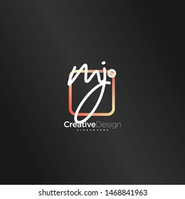 MJ initial handwriting with color logo icon template vector.