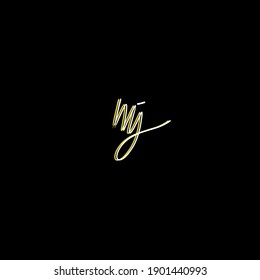 mj initial handwriting or handwritten logo for identity. Logo with signature and hand drawn style. isolated 
