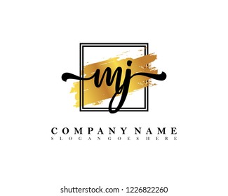 MJ Initial handwriting logo concept