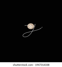 logotipo de escritura manual inicial de mj para identidad
